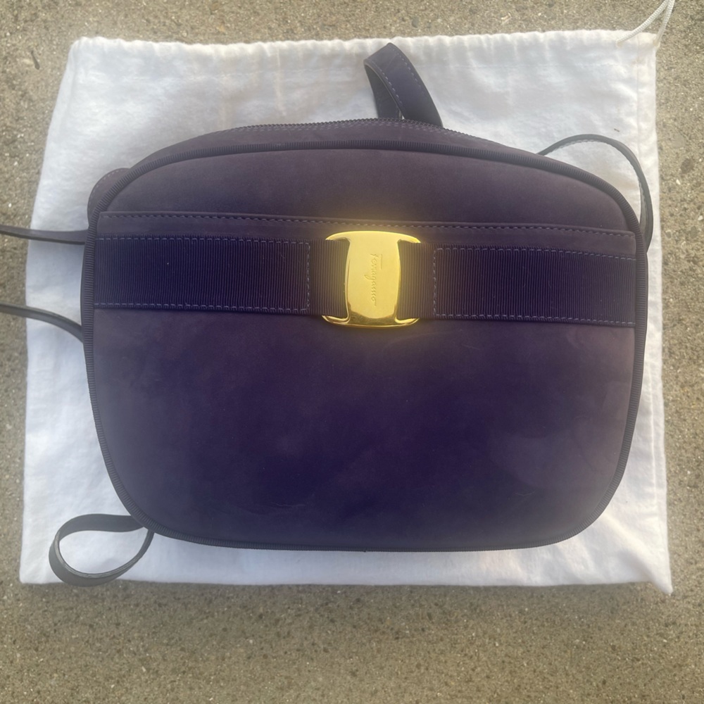SALVATORE FERRAGAMO Vara Shoulder Bag Suede Leather